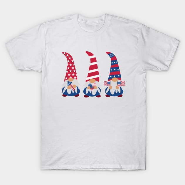 Cute Gnomes Celebrating independence day Patriotic T-Shirt by yasminepatterns